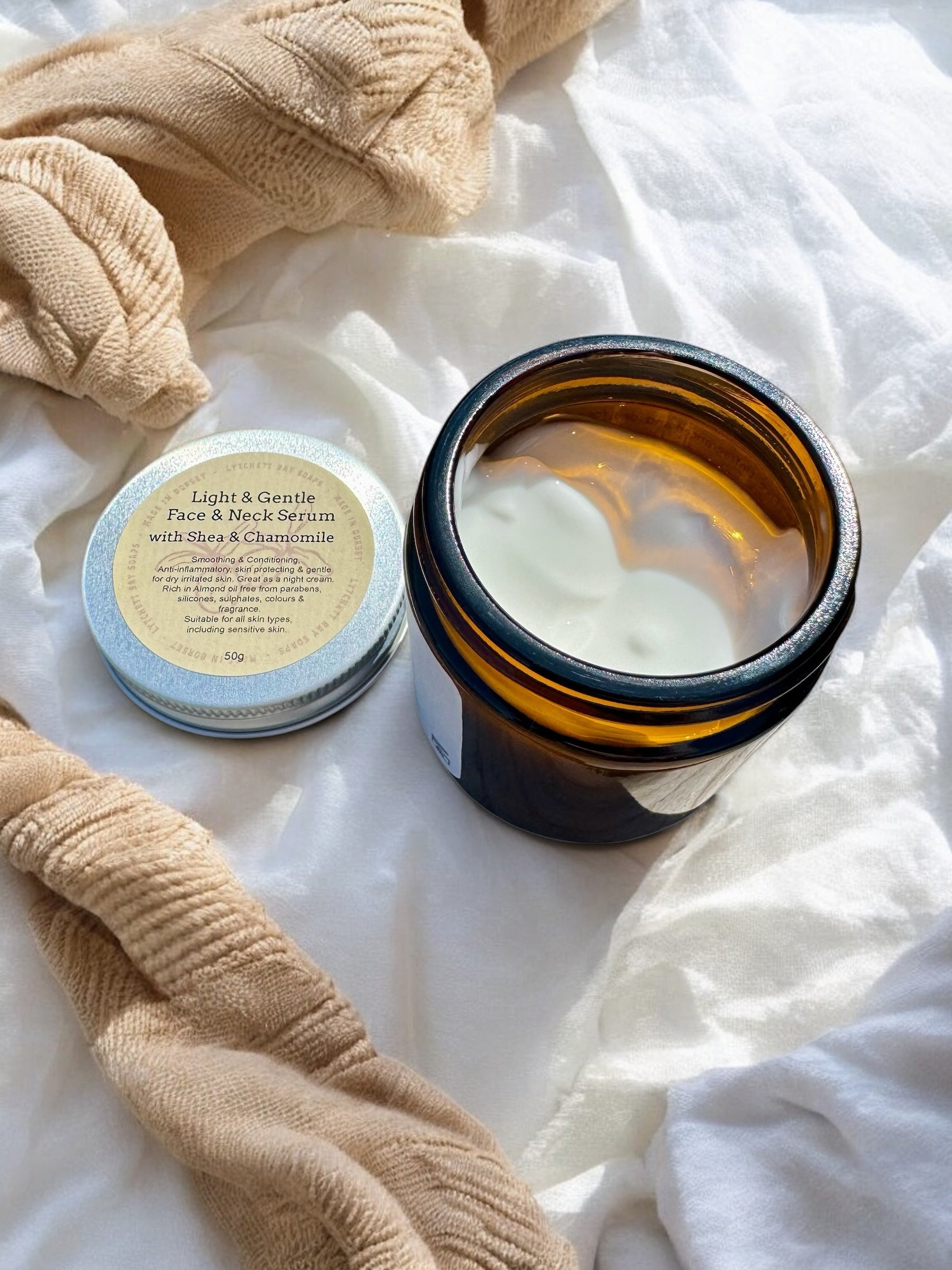 Light & Gentle Face & Neck Serum - Smoothing & Conditioning with Shea & Chamomile - Vegan, 50g