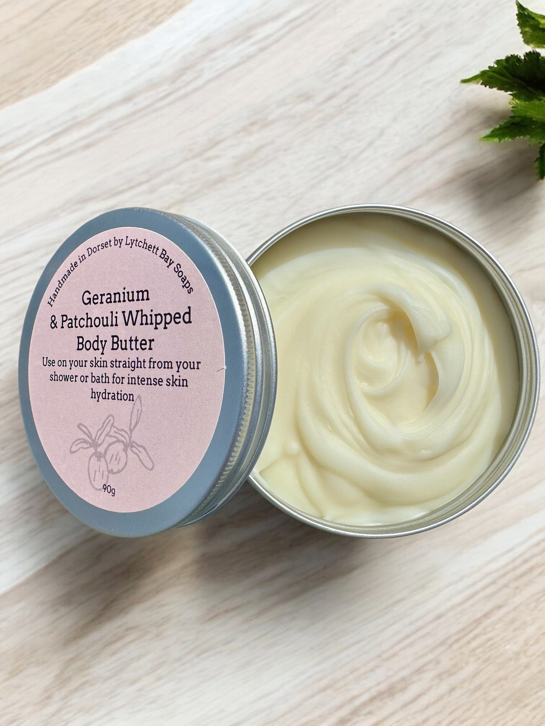Geranium and Patchouli Whipped Body Butter, natural and vegan, 90g