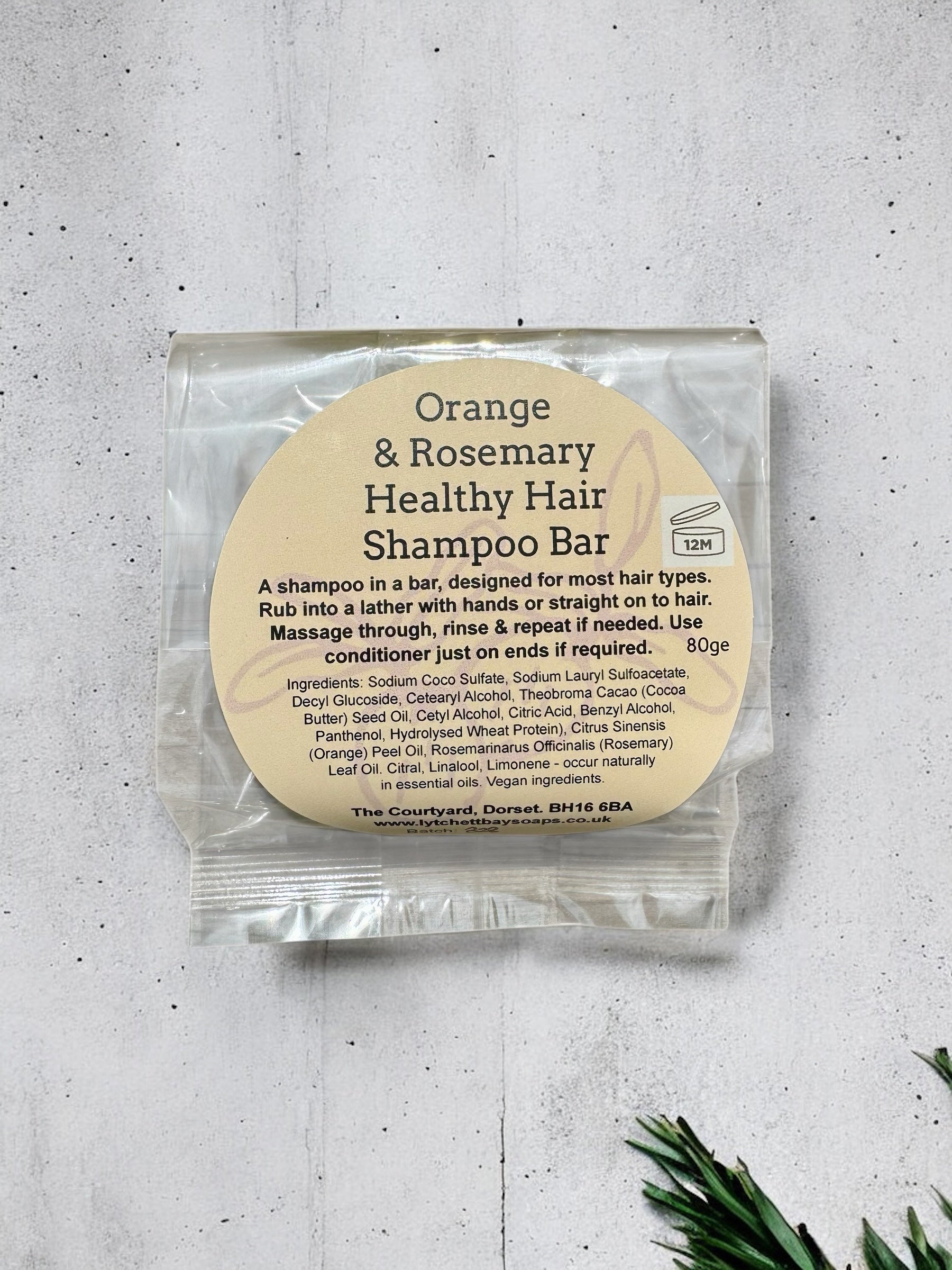 Orange Healthy Hair Shampoo Bar in compostable wrap 80g