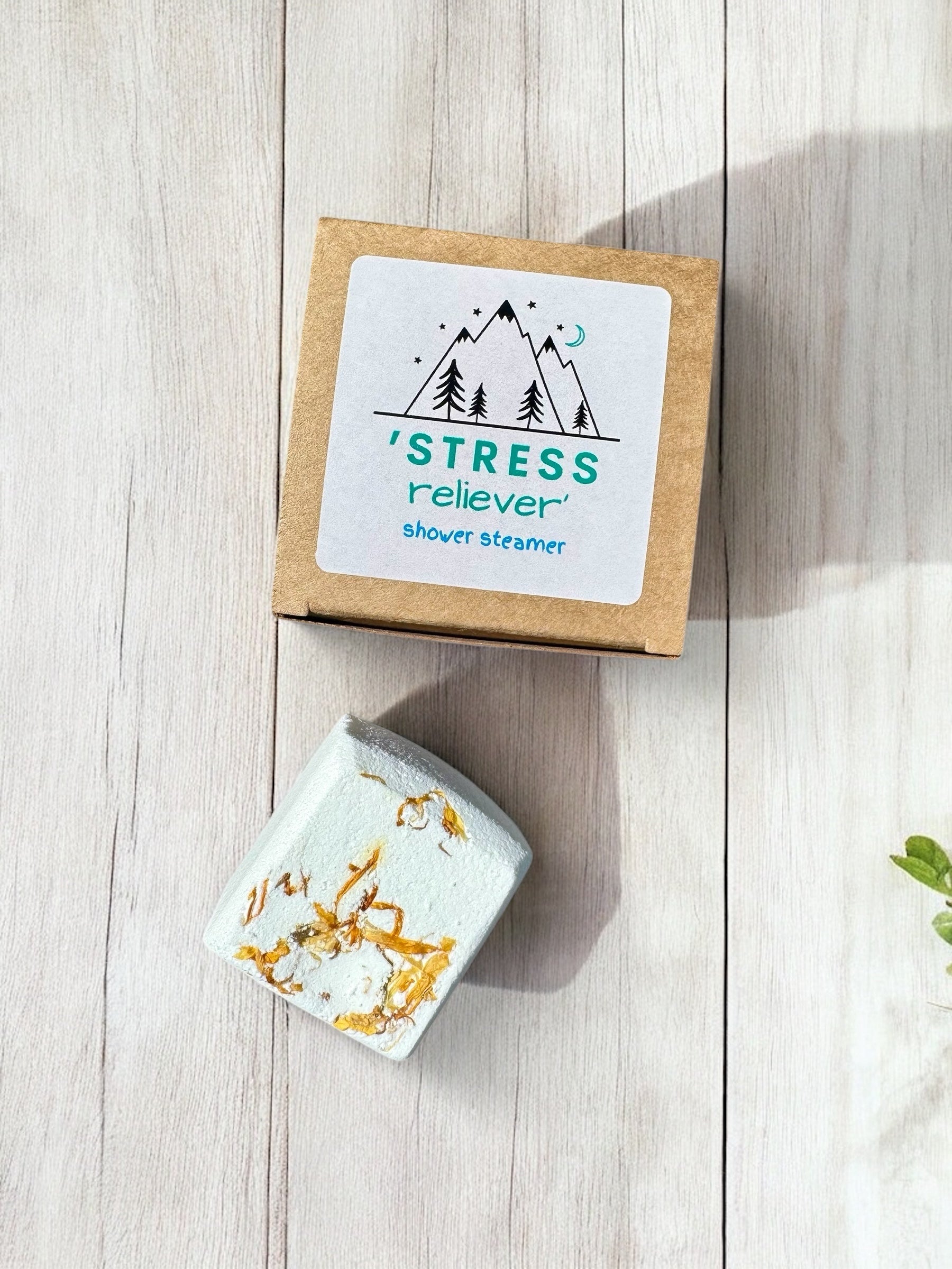'Stress Reliever' Aromatherapy Shower Steamer with a blend of fresh and calming Essential Oils ~ 75g