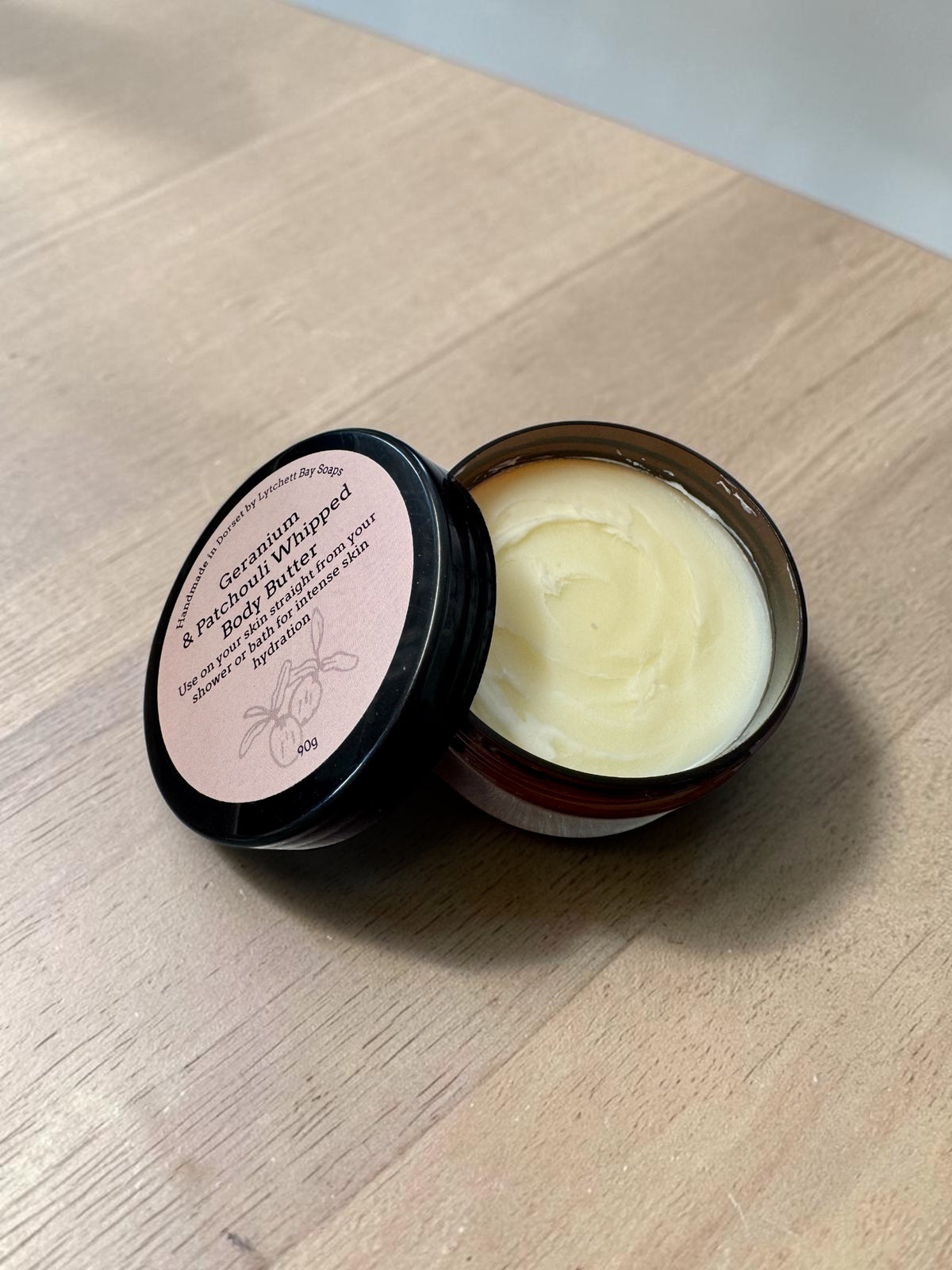 Geranium and Patchouli Whipped Body Butter, natural and vegan, 90g