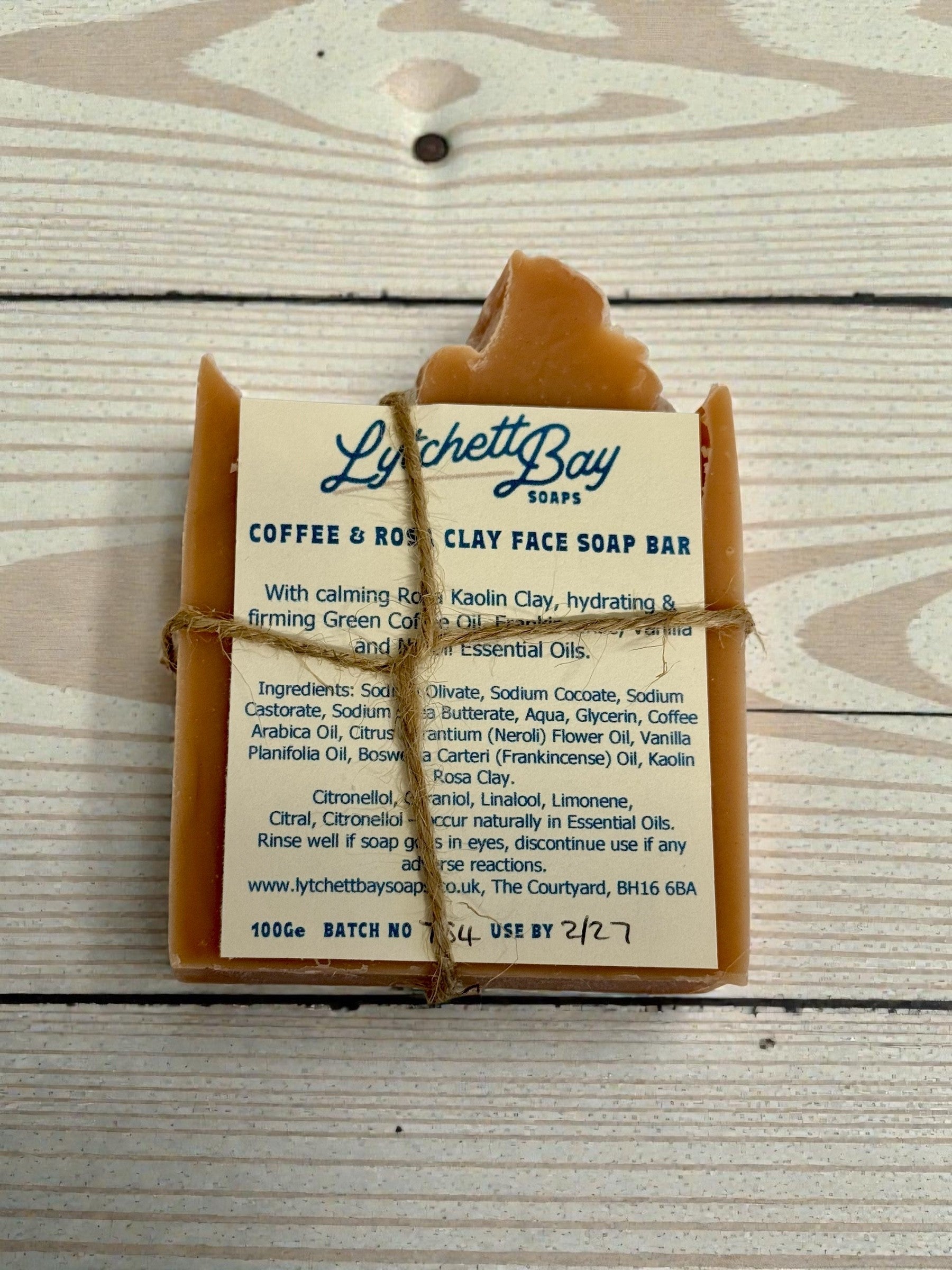 Coffee & Rosa Clay Face Soap with Frankincense, Vanilla, Neroli, Green Coffee Oils & Kaolin Clay