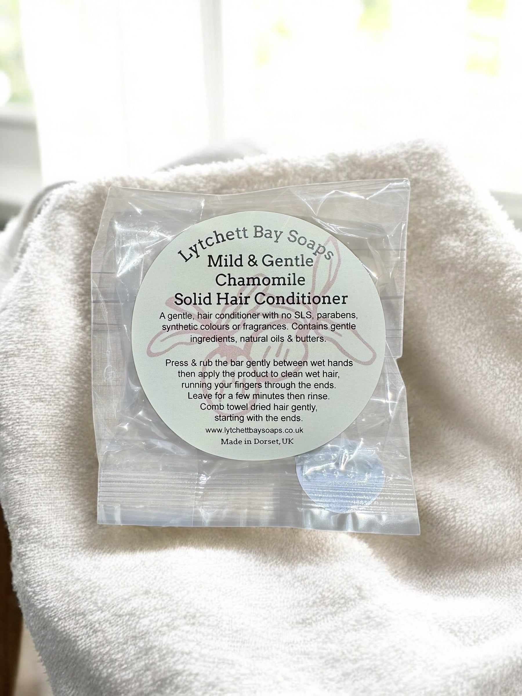 Mild & Gentle Chamomile Solid Hair Conditioner in a compostable wrap ~ 50g