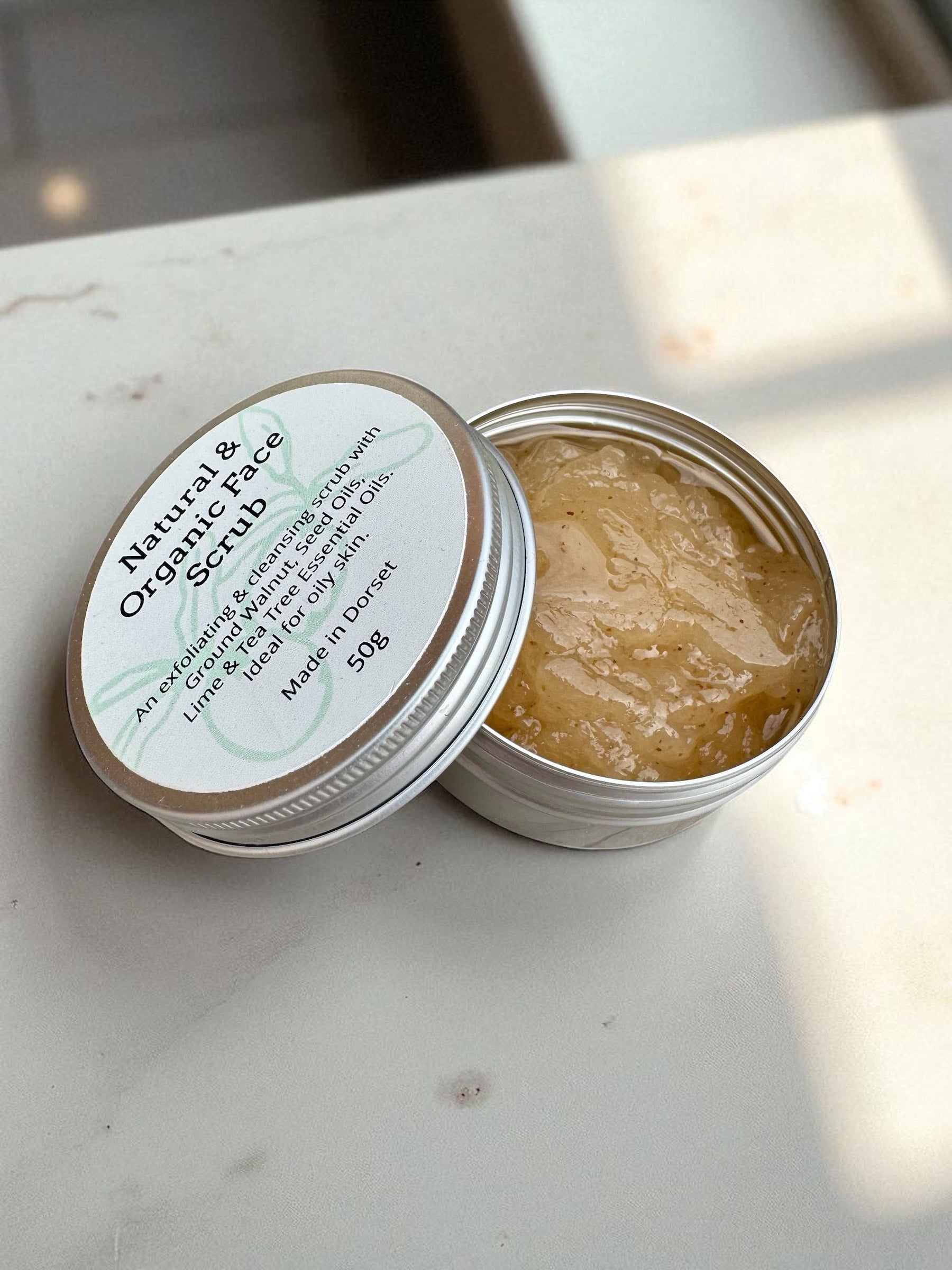Natural and Organic Face Scrub - with Lime and Tea Tree - 50g