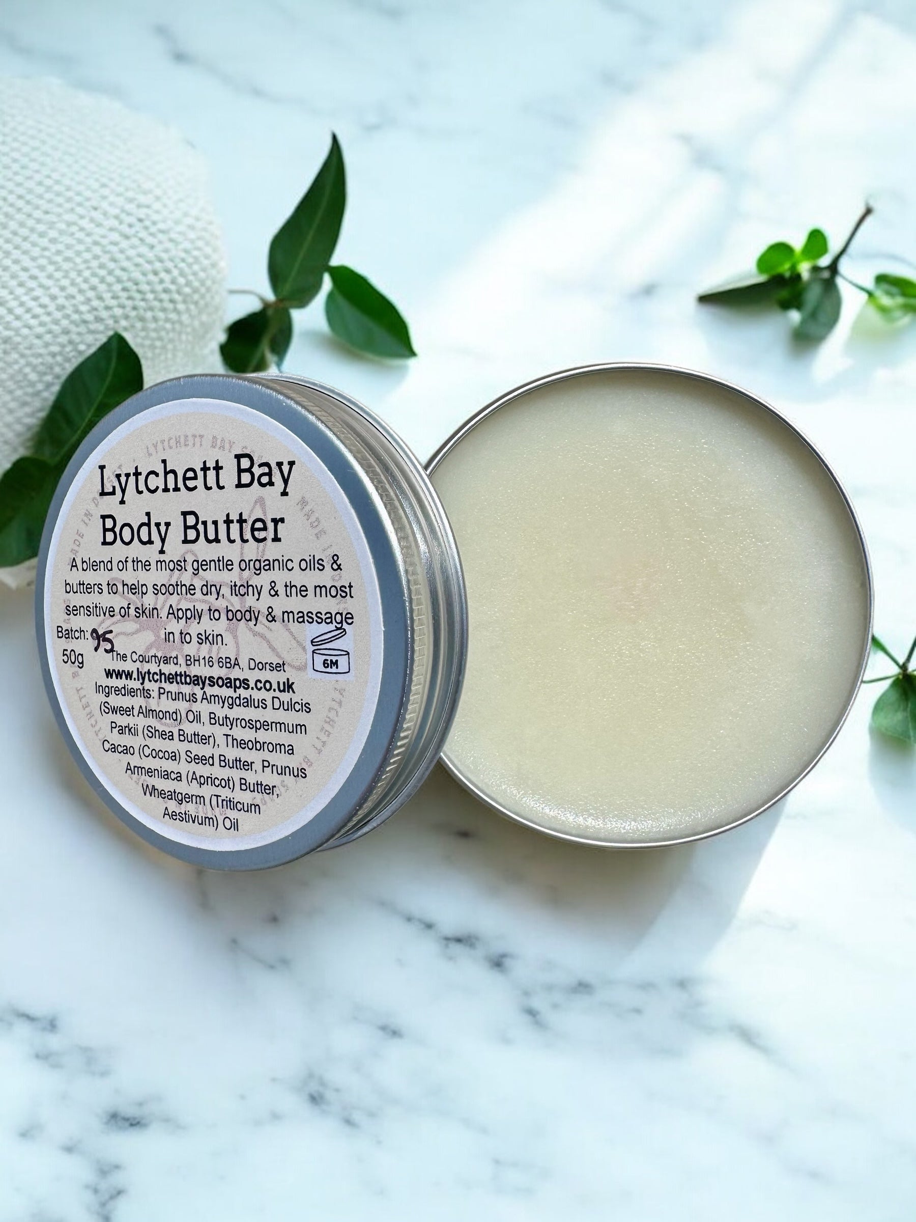 Lytchett Bay Body Butter for dry, sensitive skin - 50g. Vegan.