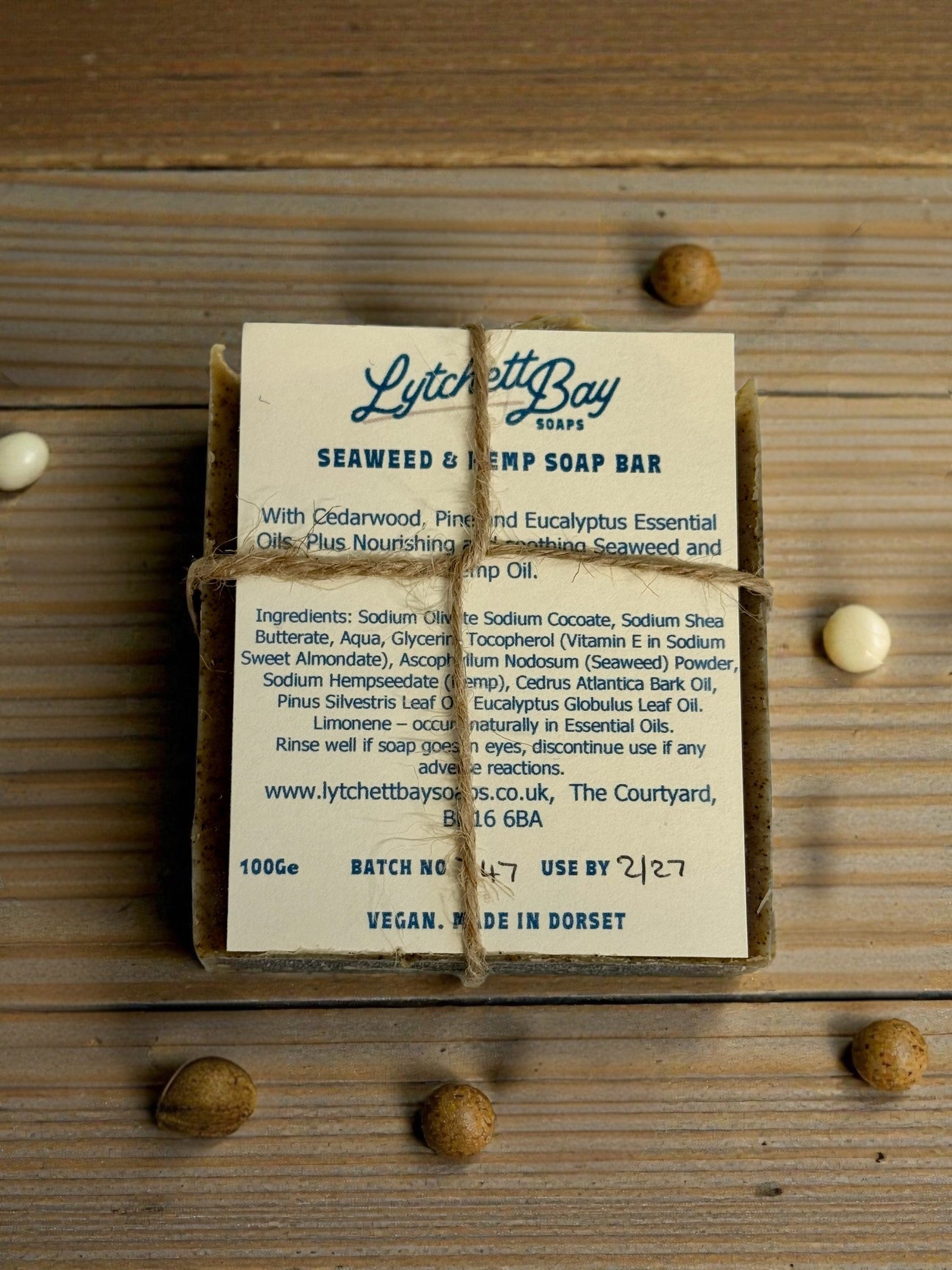 Seaweed and Hemp Soap Bar with Cedar, Pine and Eucalyptus Oils 100g