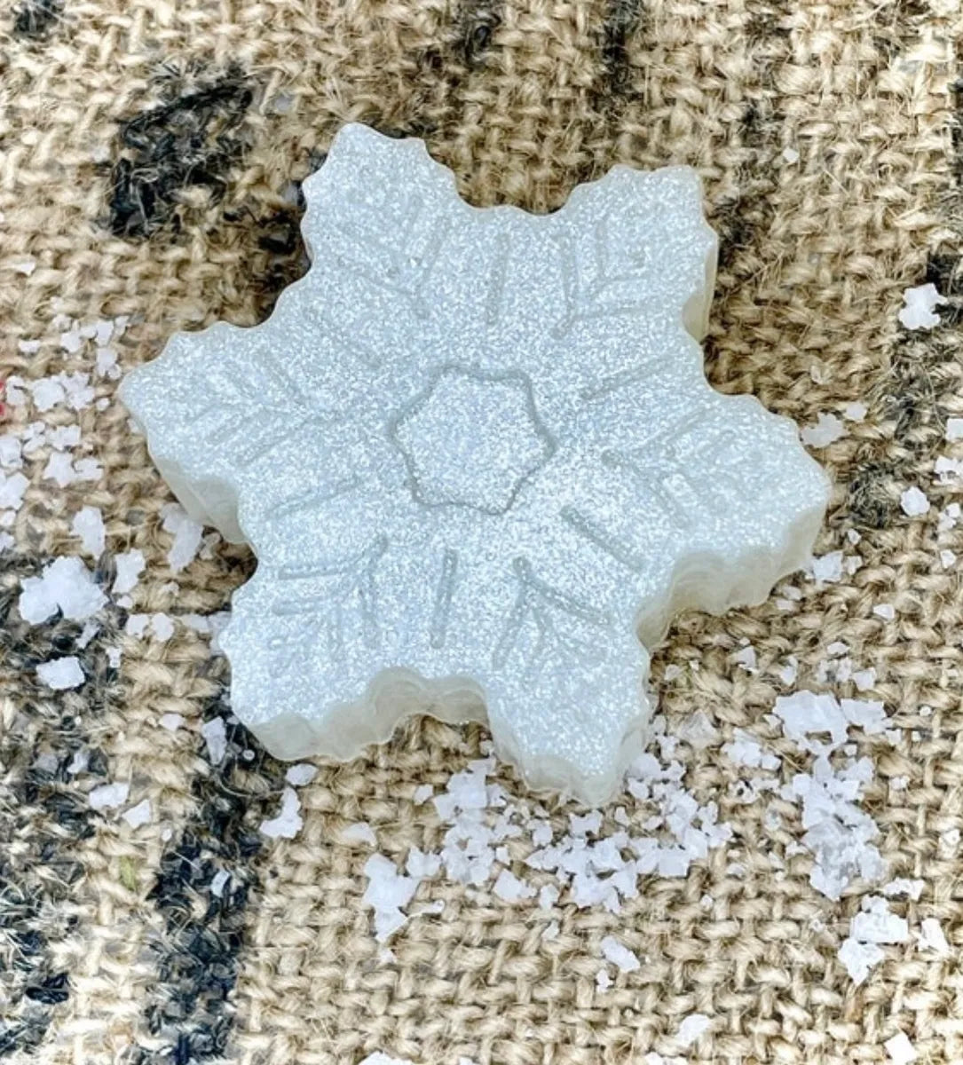 Sherbet Snowflake Soap Bar 90g ~ SLS Free Soap, with Eco Glitter and Lemon Sherbet Fragrance oil.