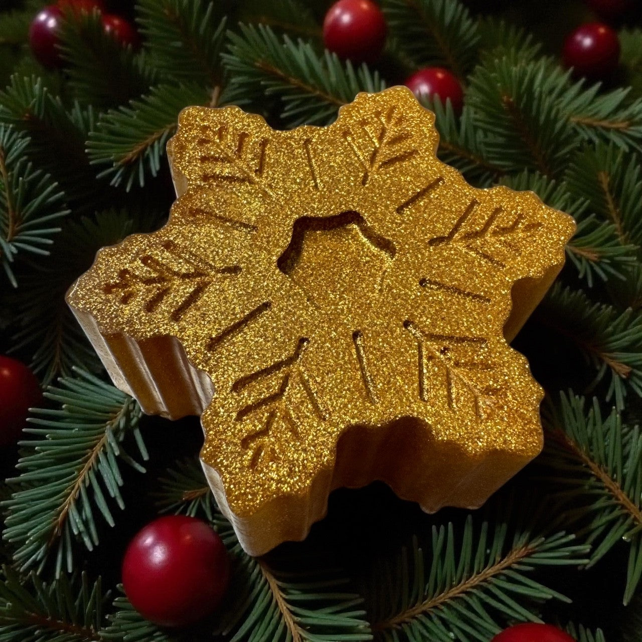 Strawberry Eco Glitter Golden Snowflake Soap - 90g